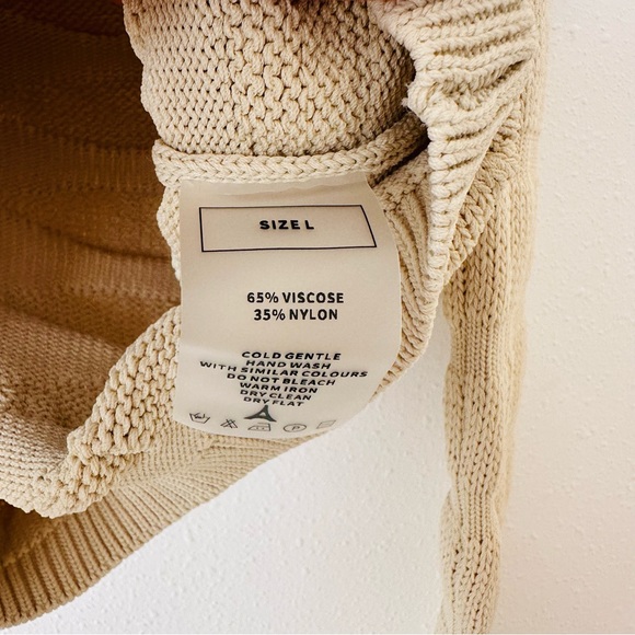 New Maniere De Voir Contour Beige Knit Long Sleeve Top Cropped wrap tie waist - Picture 5 of 8